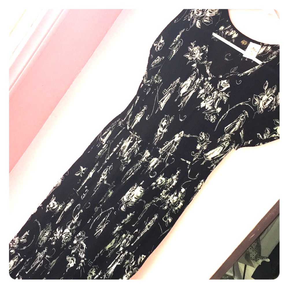 Black dress with white design